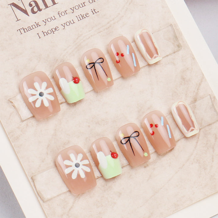 Floral-Themed Press-On Nail Set Bowlift