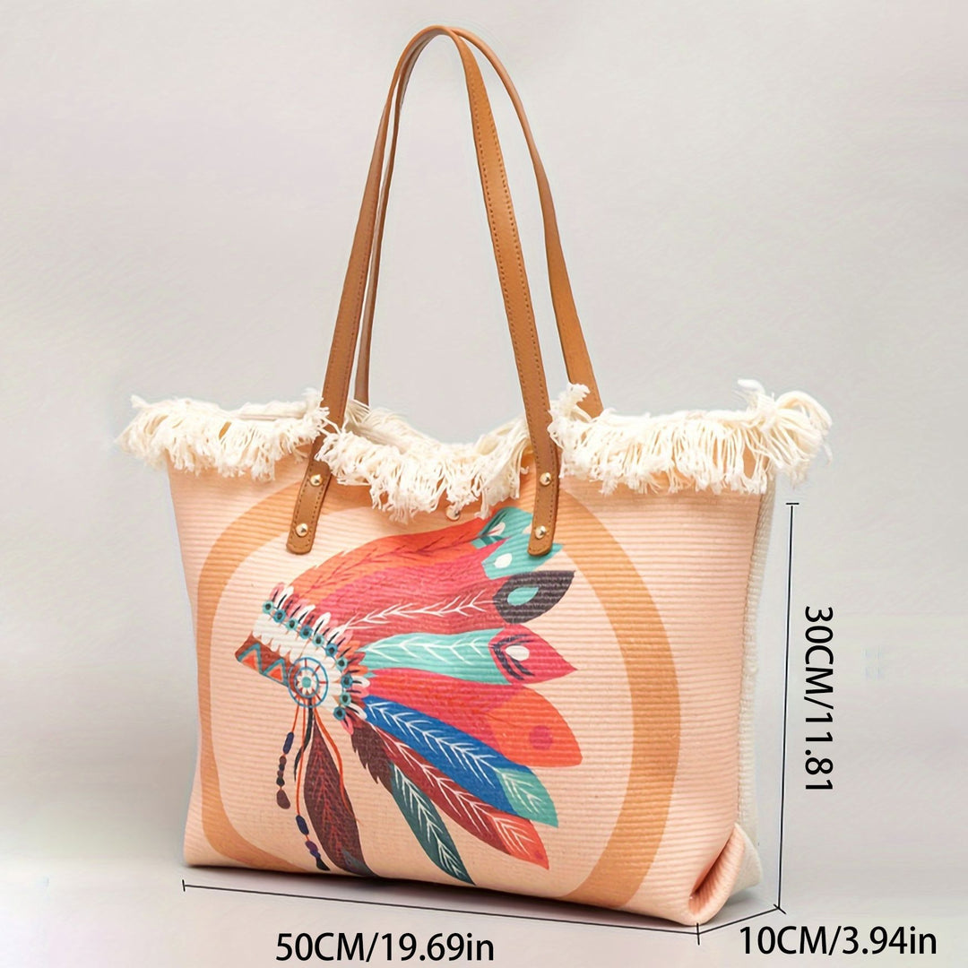 Beach bag with Unique Feather Design Bowlift