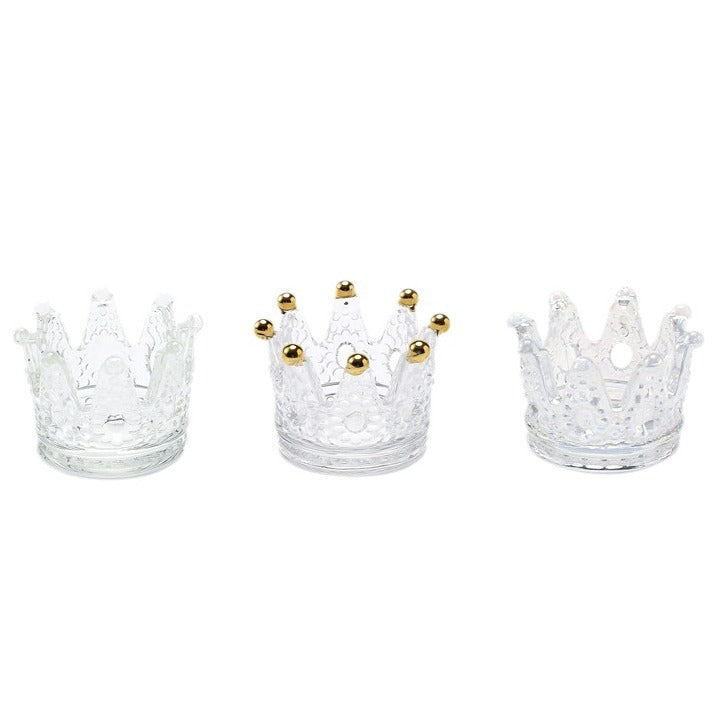 Crown-Shaped Textured Glass Votive Candle Holder Bowlift