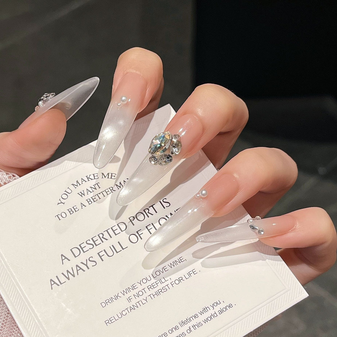 Luxury Crystal-Studded Press-On Nail Extensions Bowlift