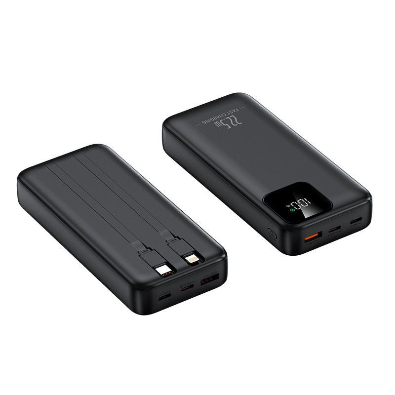Power bank with integrated charging cables and digital charging display Bowlift