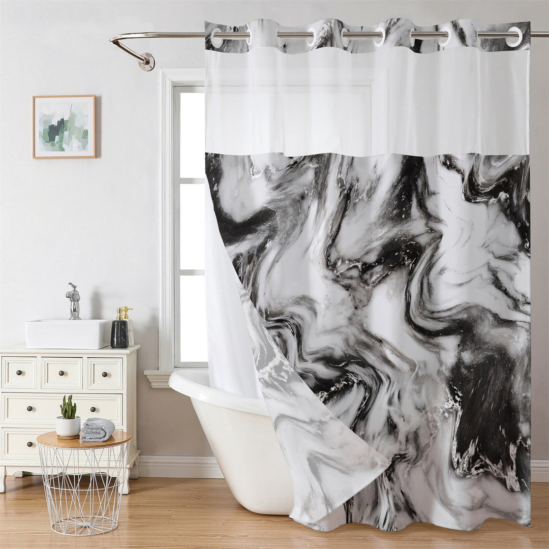 Marble-Design Shower Curtain Bowlift