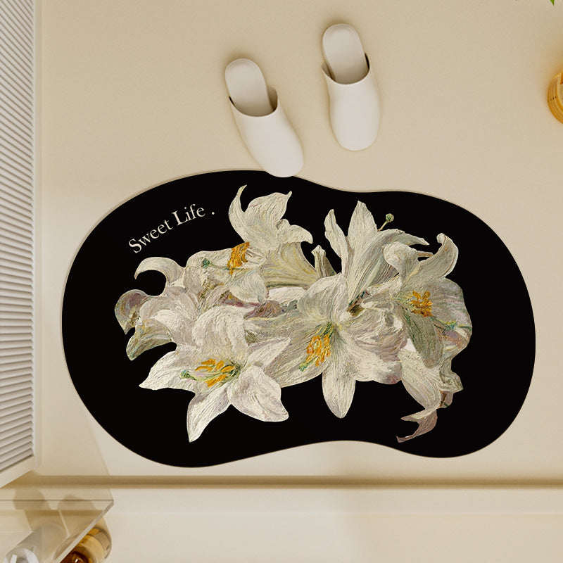 Floral-Inspired Decorative Bath Mat Bowlift
