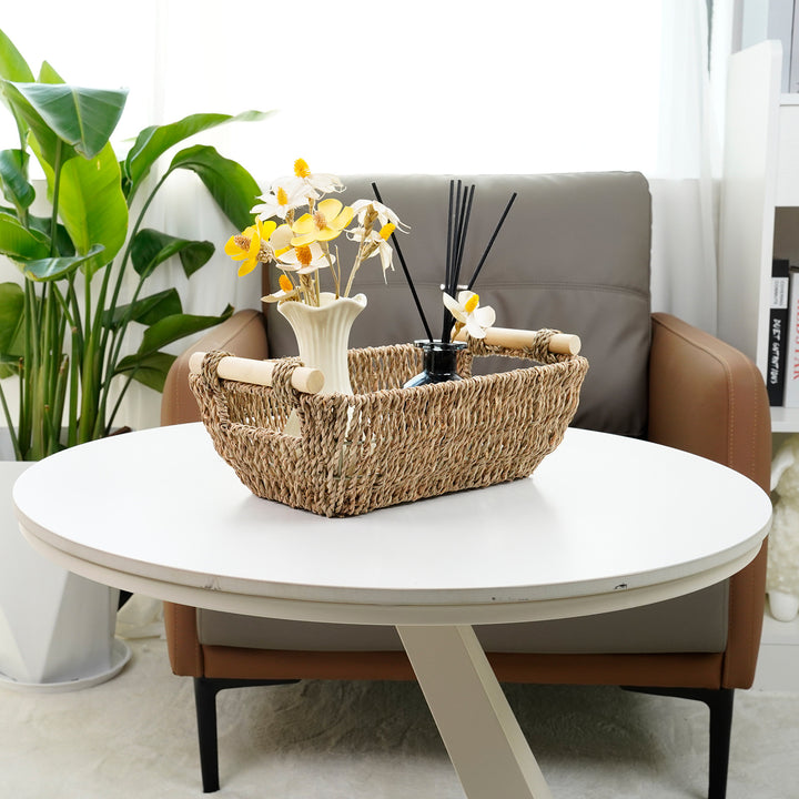 Natural Fiber Storage Basket with Handles Bowlift