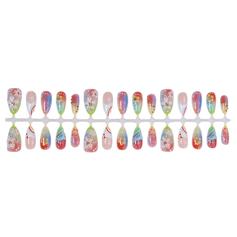 Artistic Floral Press-On Nail Art Set Bowlift