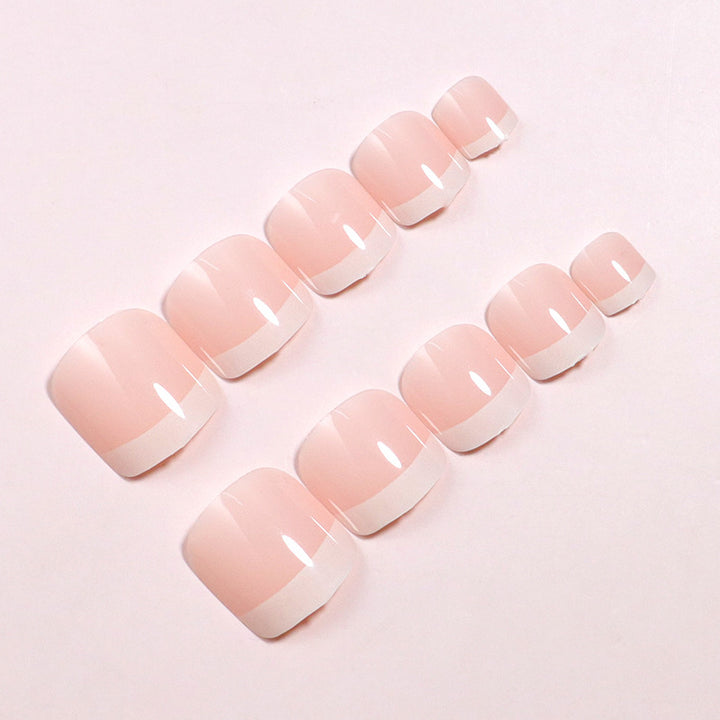 Premium Glossy French Tip Press-On Nail Set Bowlift