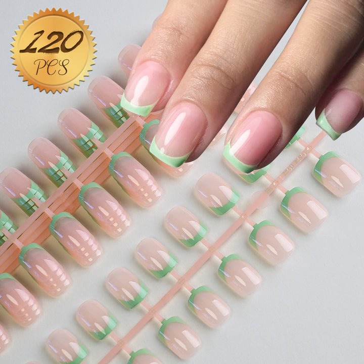 Decorative French Tip Press-On Nail Set Bowlift