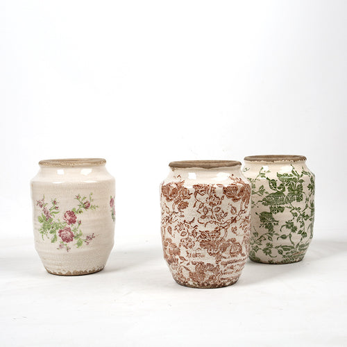 Floral ceramic flower pot with artistic pattern Bowlift