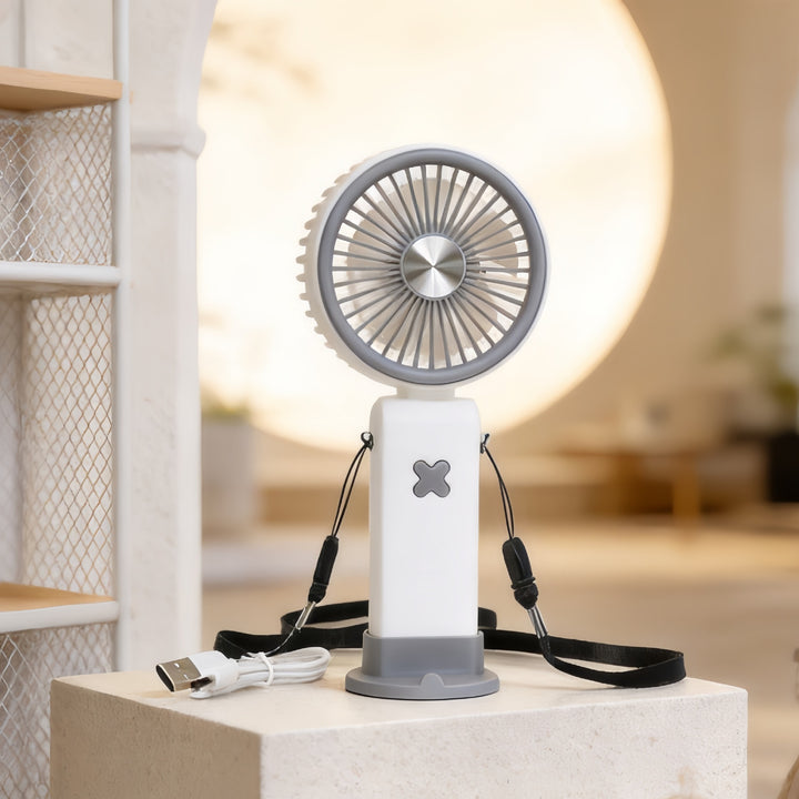 Ladies Portable Hand Fan with USB Connection and Flexible Carrying System Bowlift