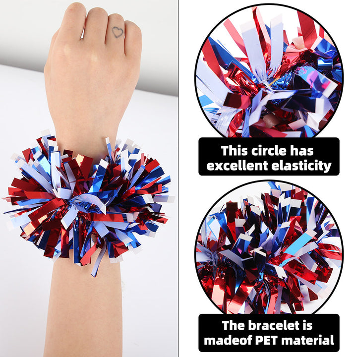 Independence Day festive tinsel pom-pom elastic wrist cuff Bowlift