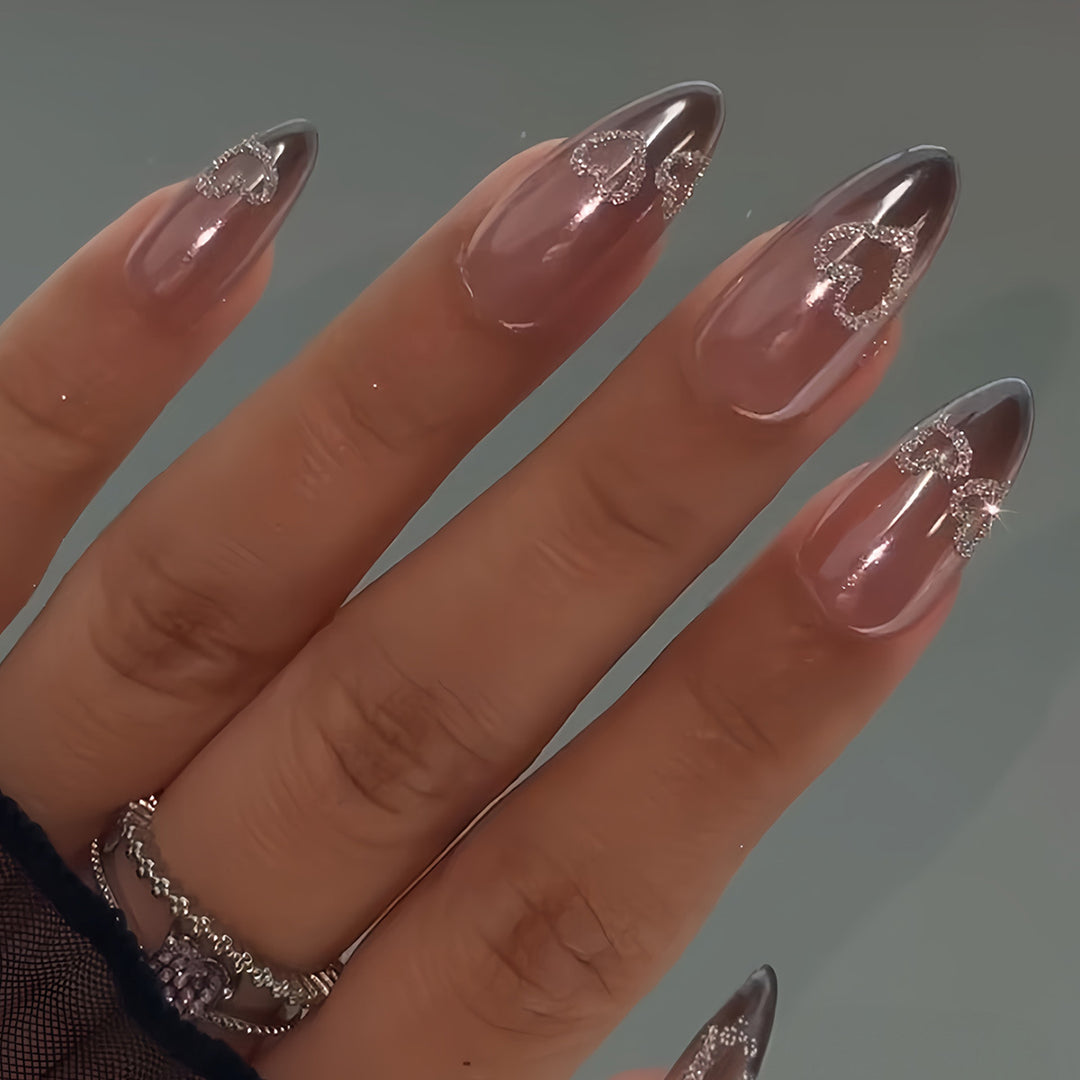 Rhinestone-Embellished Stiletto Press-On Nail Set Bowlift