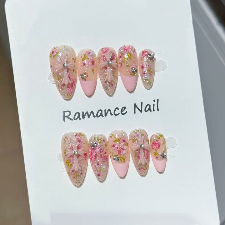 Floral Themed Press-On Nail Set Bowlift