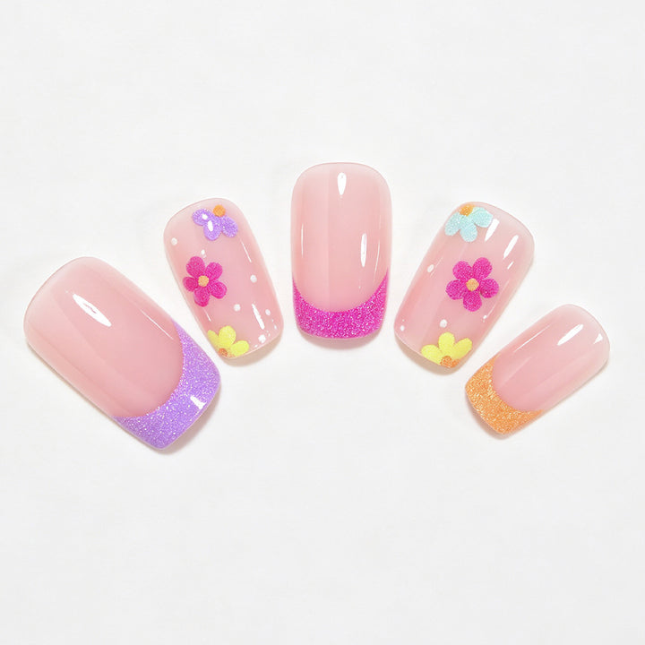 Floral Accent Press-On Nail Art Bowlift