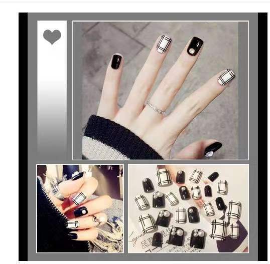 Artificial nails in modern check pattern Bowlift