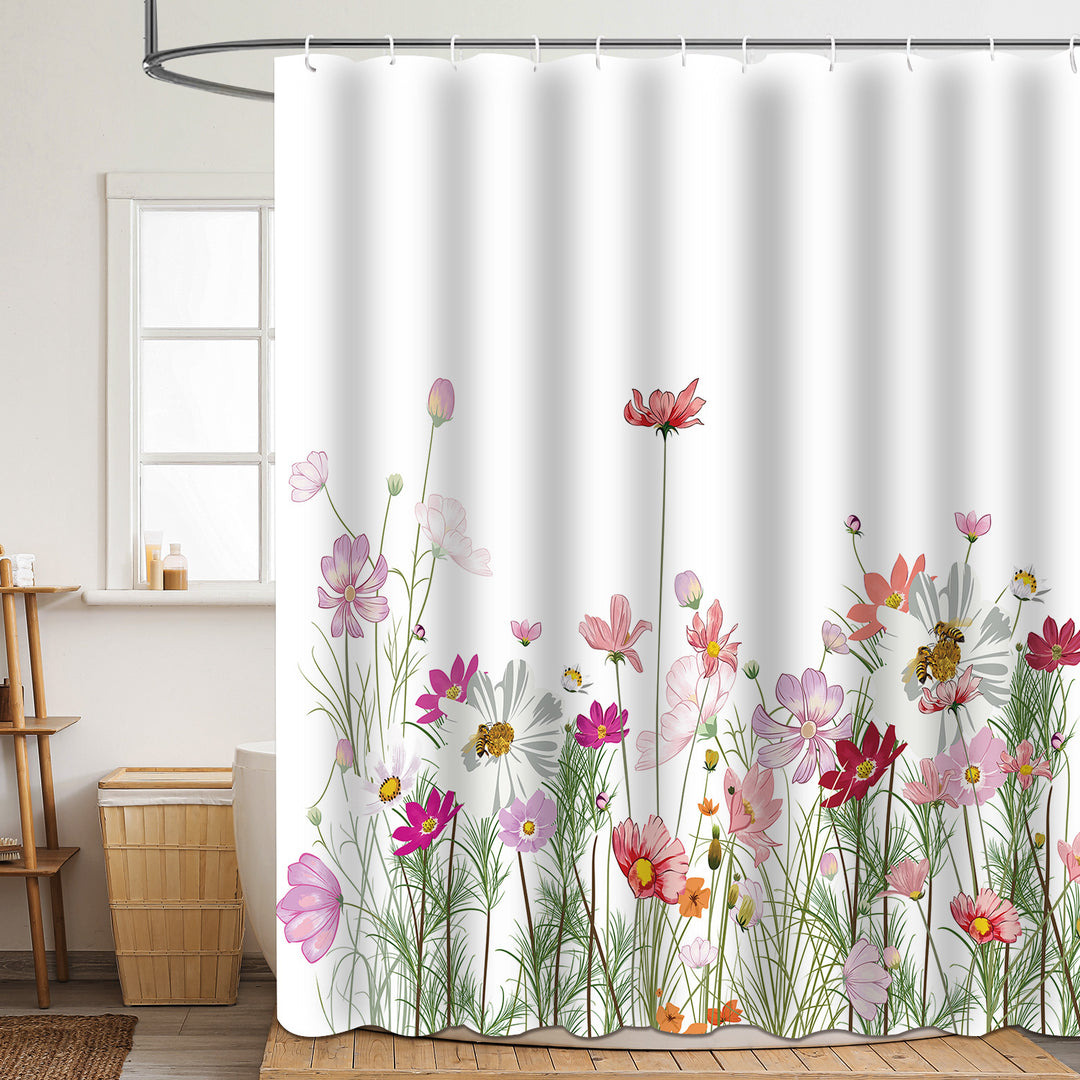 Floral Patterned Bathroom Shower Curtain Bowlift