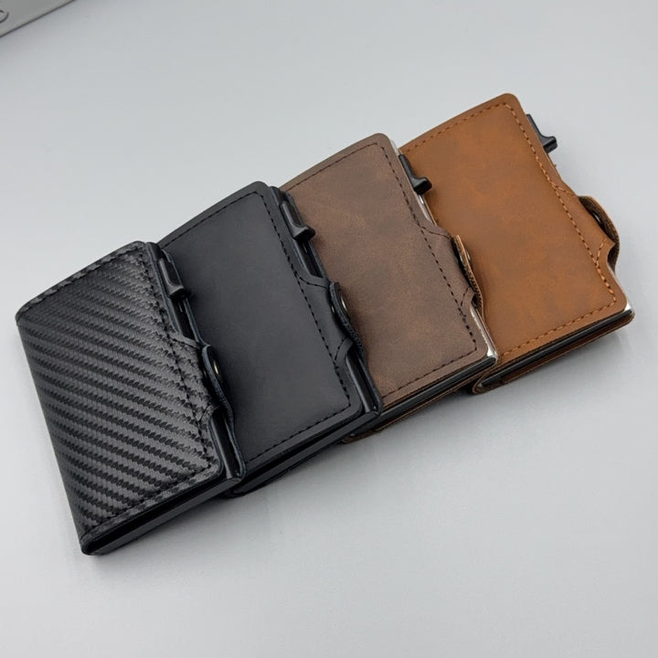 Carbon-Texture RFID Blocking Slim Card Wallet with Belt Clip Bowlift