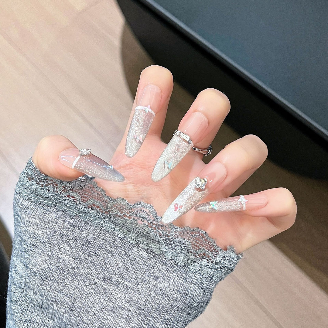 Artistic Press-On Nail Set Bowlift