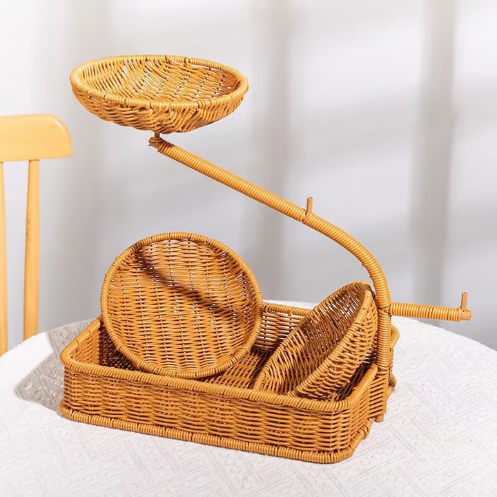 Unisex fruit and vegetable rack made of rattan with multiple levels Bowlift