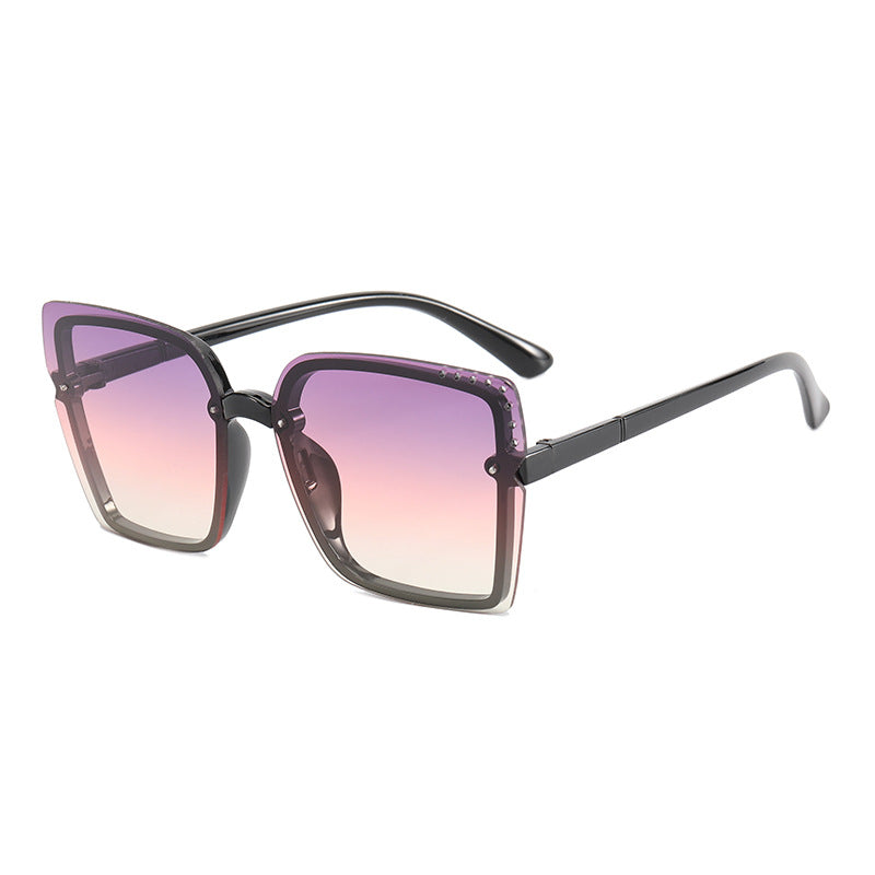Ladies Square Sunglasses with Sparkling Frame Accents Bowlift