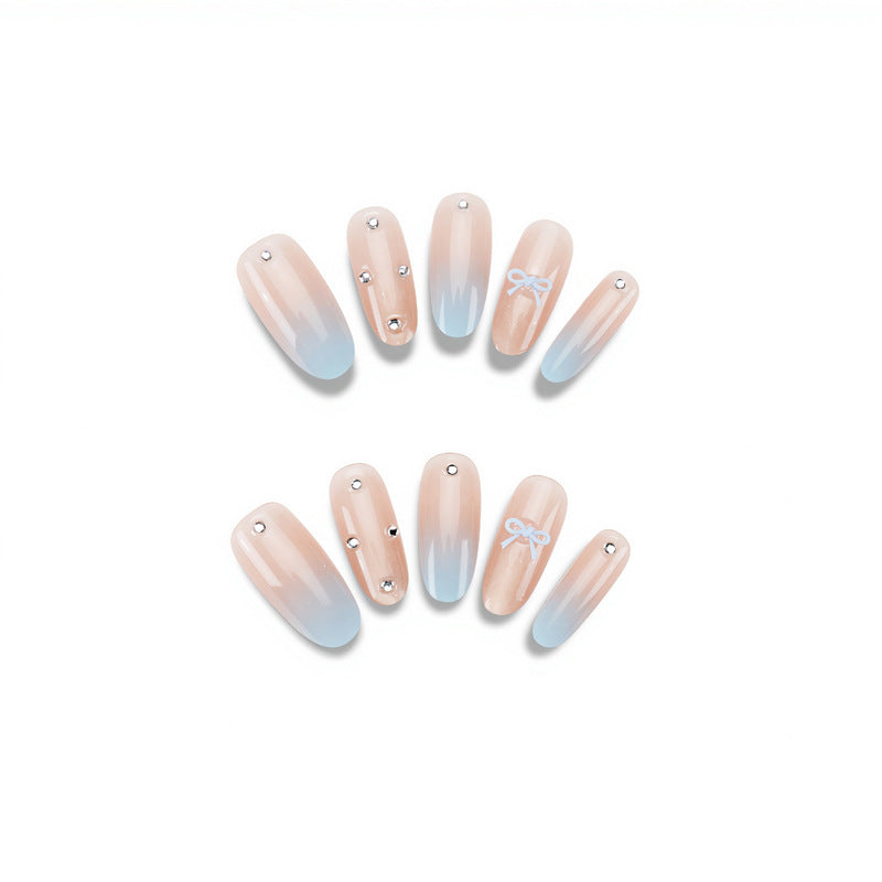 Premium Decorative Press-On Nail Set with Rhinestone Embellishments Bowlift