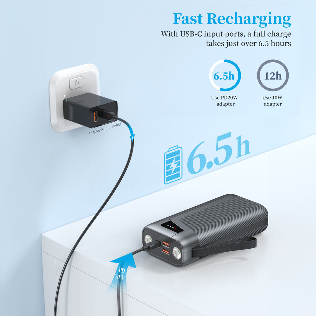 Portable power bank with integrated flashlight and fast charging function Bowlift