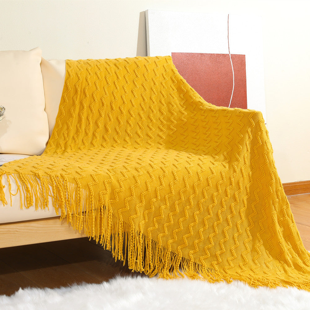 Women’s knitted blanket with textured wave pattern Bowlift
