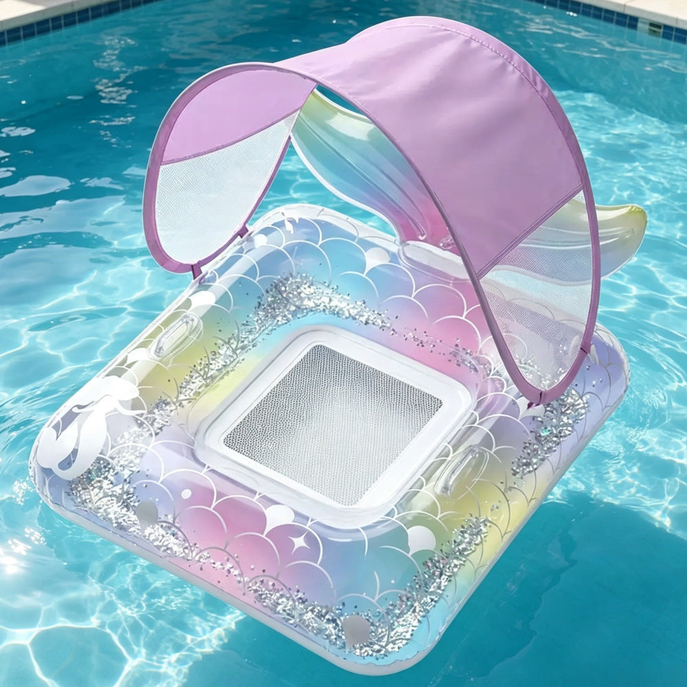 Inflatable Pool Lounger with Sun Canopy Bowlift