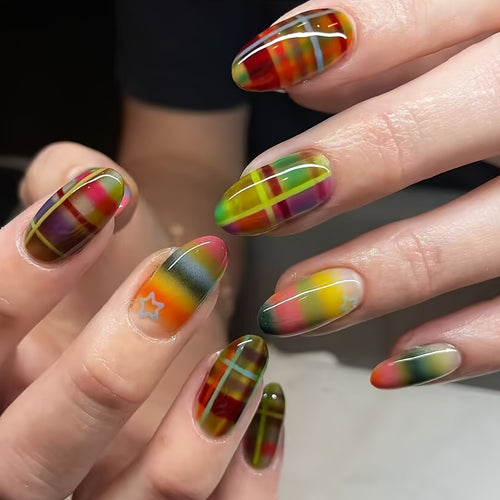 Artistic Plaid Nail Art Bowlift