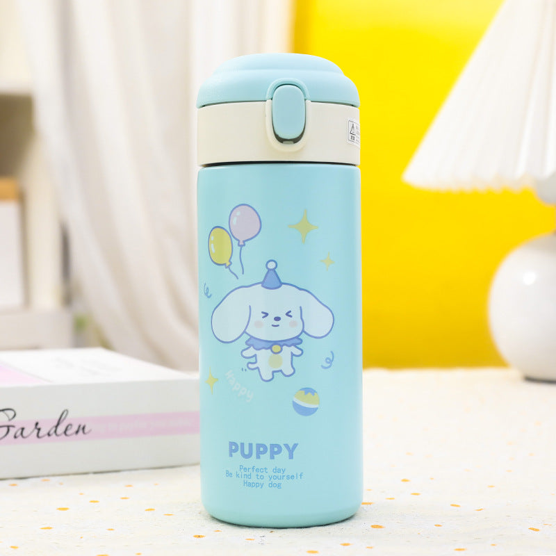 Women's Insulated Water Bottle with Cute Dog Motif Bowlift