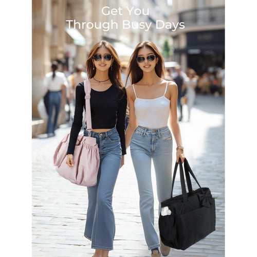 Fashionable tote bag with elegant bow appliqué Bowlift