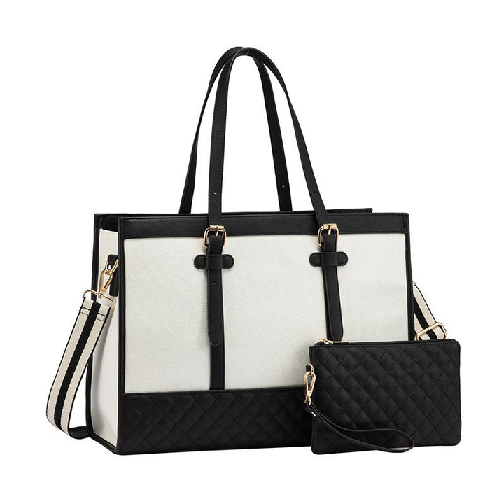 Stylish Quilted Tote Bag with Removable Cosmetic Compartment Bowlift