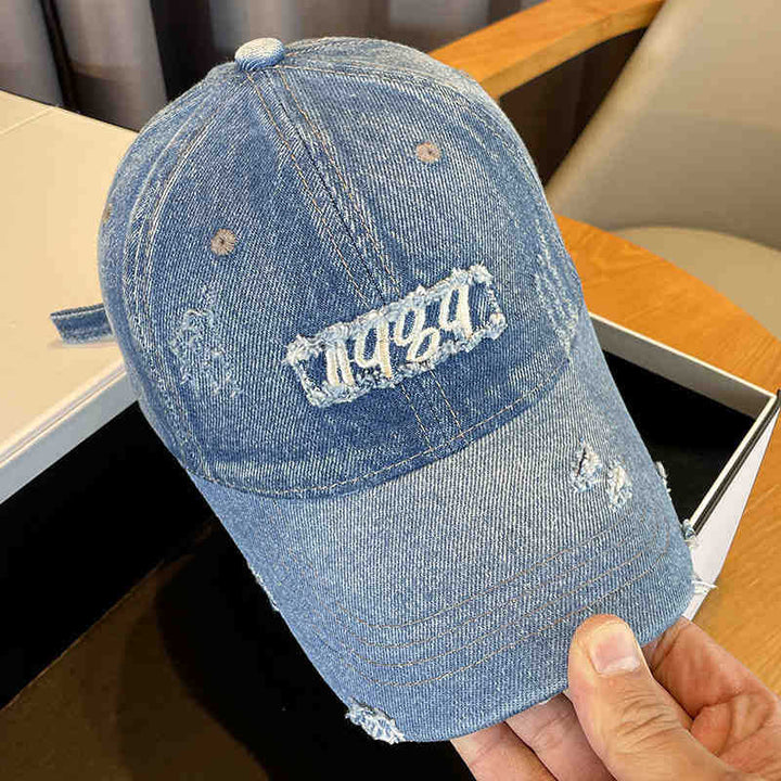 Women's Distressed Denim Cap Bowlift