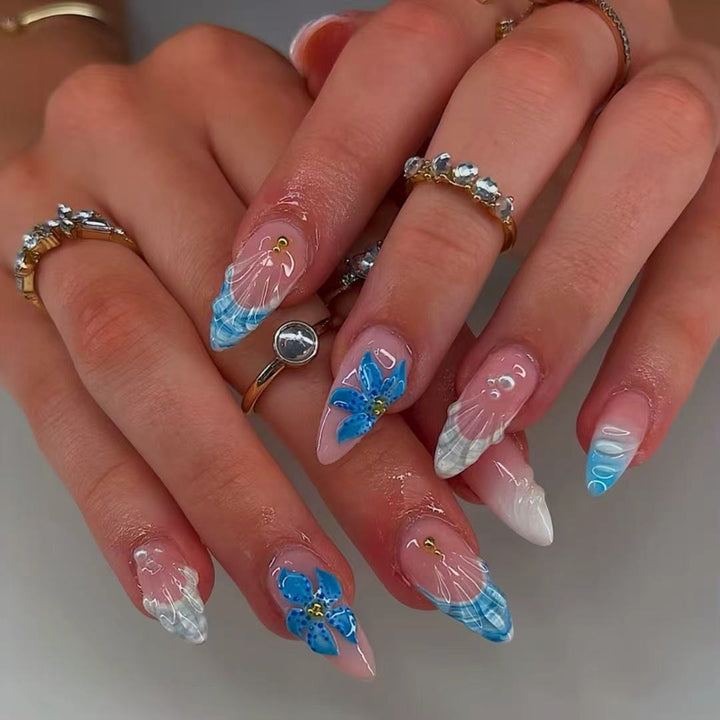 Artistic Ocean-Themed Nail Art Extensions Bowlift