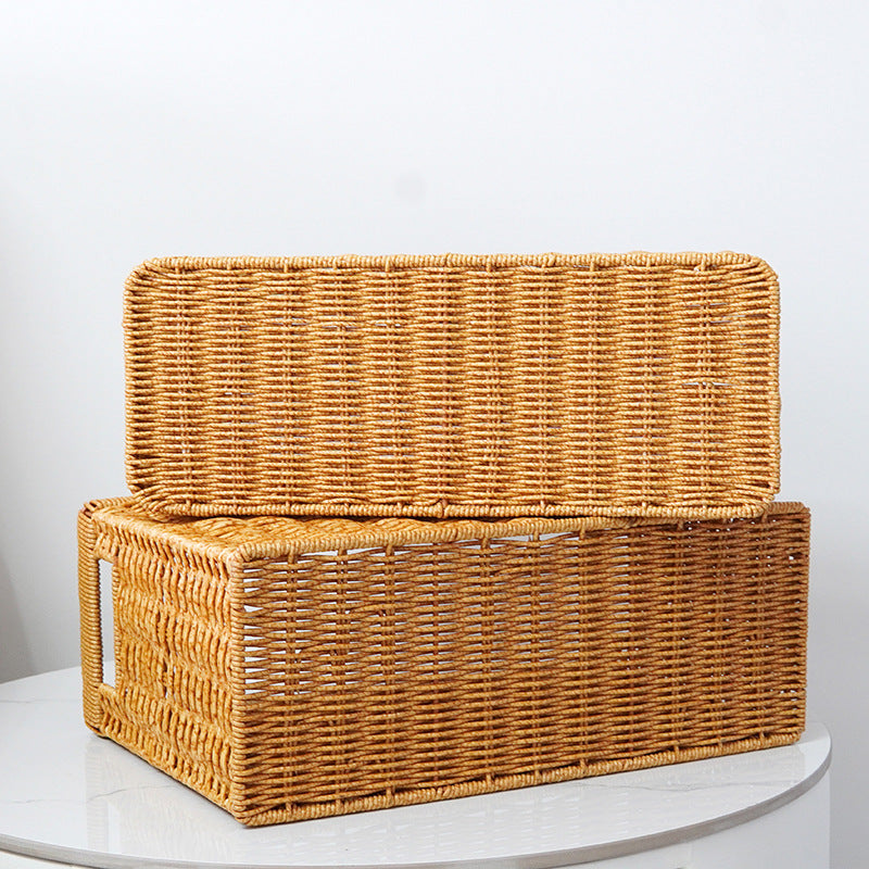 Women's Rectangular Storage Basket with Open Handles Bowlift