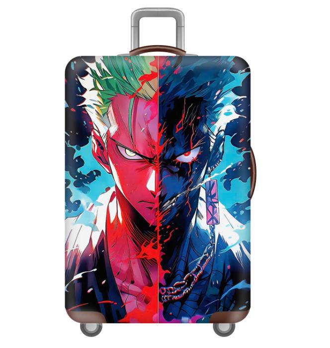 Unisex nan elastic motif suitcase cover made of stretchable polyester with handle and wheel openings Bowlift
