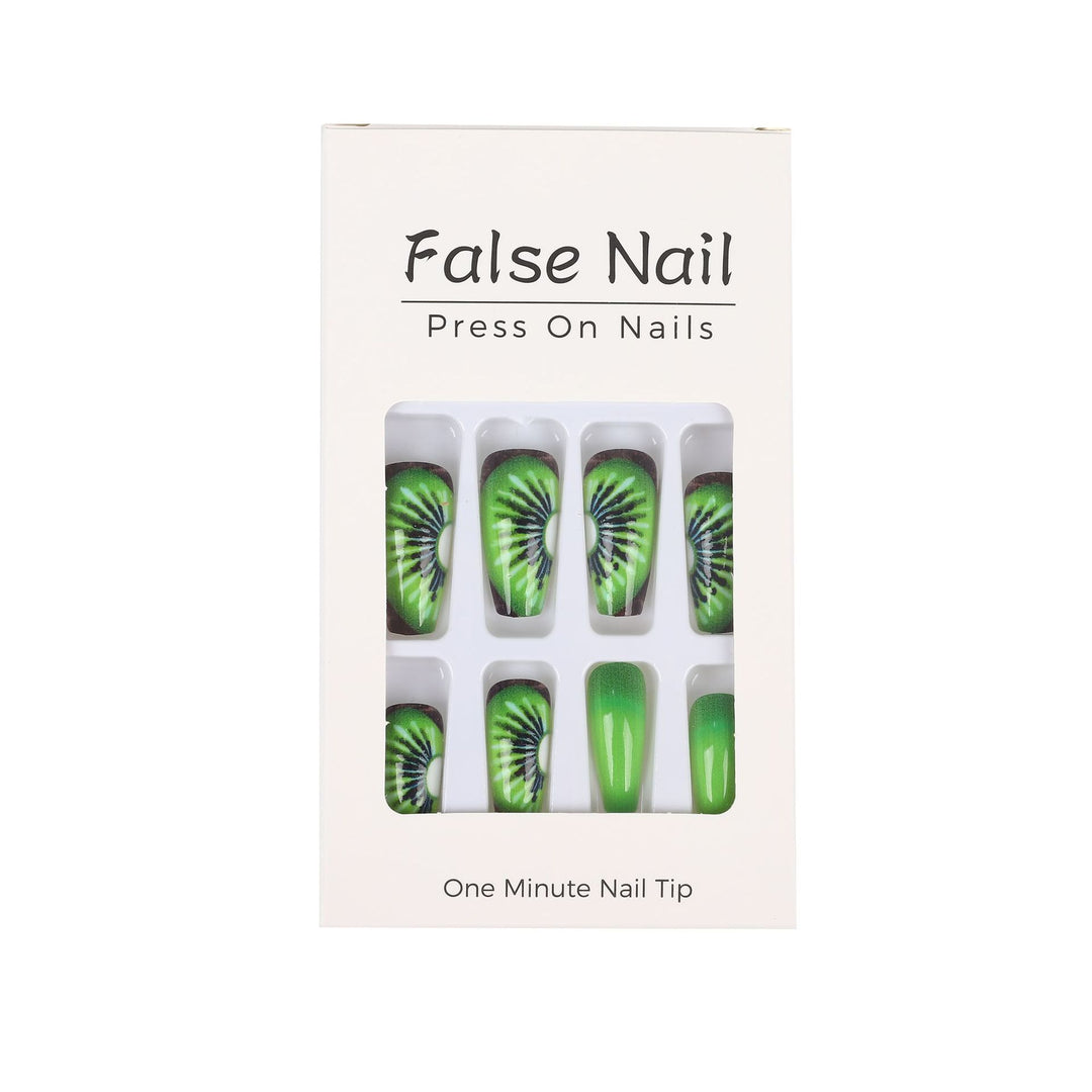 Creative artificial nails with kiwi motif Bowlift
