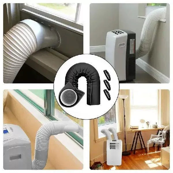 Unisex One Size thermal insulating exhaust pipe sleeve with elastic cuff and adjustable straps for portable air conditioners and dryers Bowlift