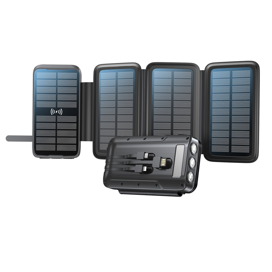 Portable Solar Powerbank with Wireless Charging and LED Lamp Bowlift