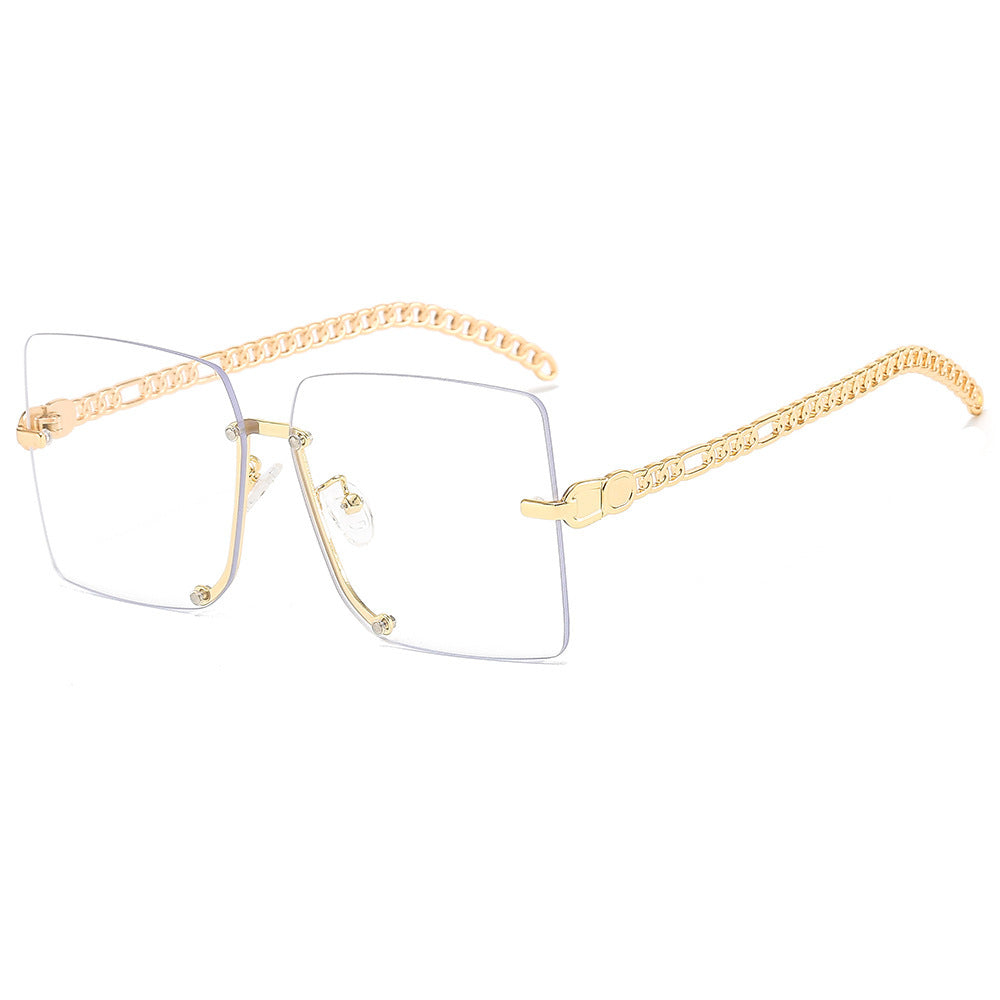 Women's fashionable sunglasses with luxurious chain arm and rectangular frame Bowlift