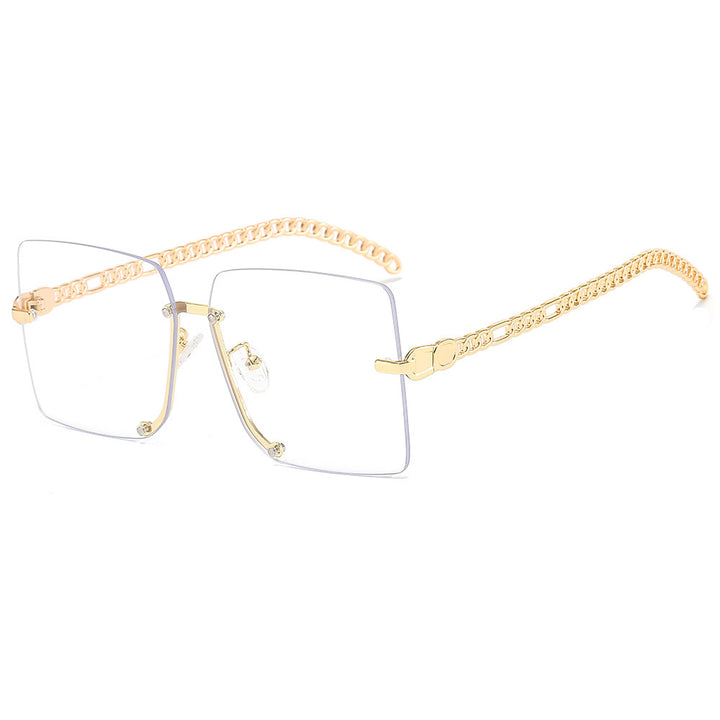 Women's fashionable sunglasses with luxurious chain arm and rectangular frame Bowlift