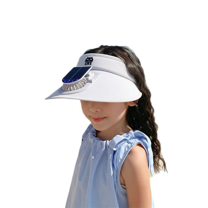 Child-Sunshade with Solar Fan and Integrated LED Lights Bowlift