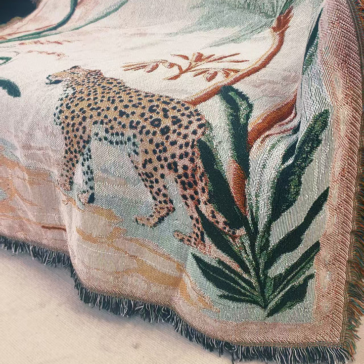 Tropical Wildlife Pattern Throw Blanket