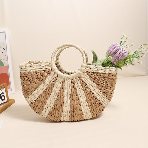 Handbag Made of Handwoven Bast with Base Structure Bowlift