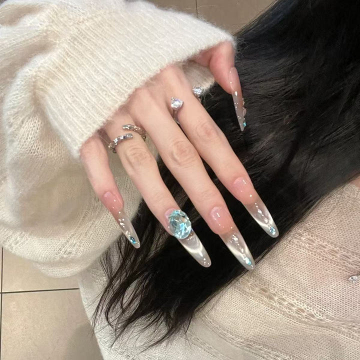 Crystal-Embellished Elegant Press-On Nails Bowlift