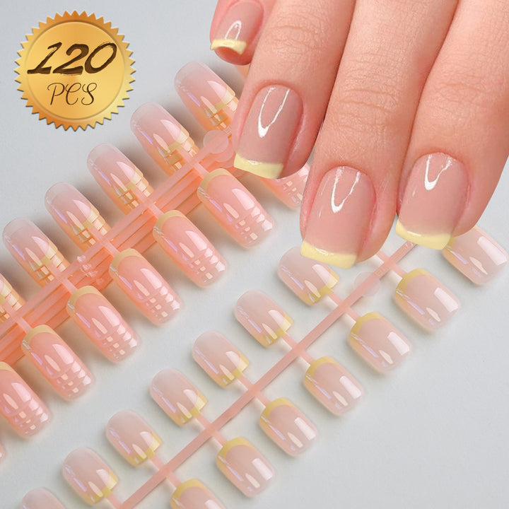 Decorative French Tip Press-On Nail Set Bowlift
