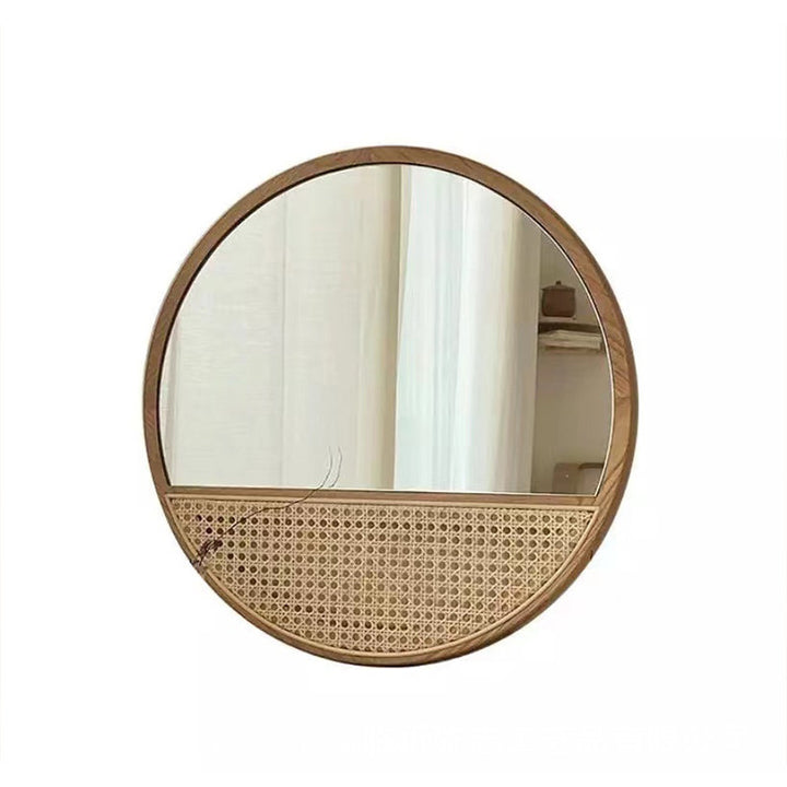 Wall mirror with wicker basket Bowlift
