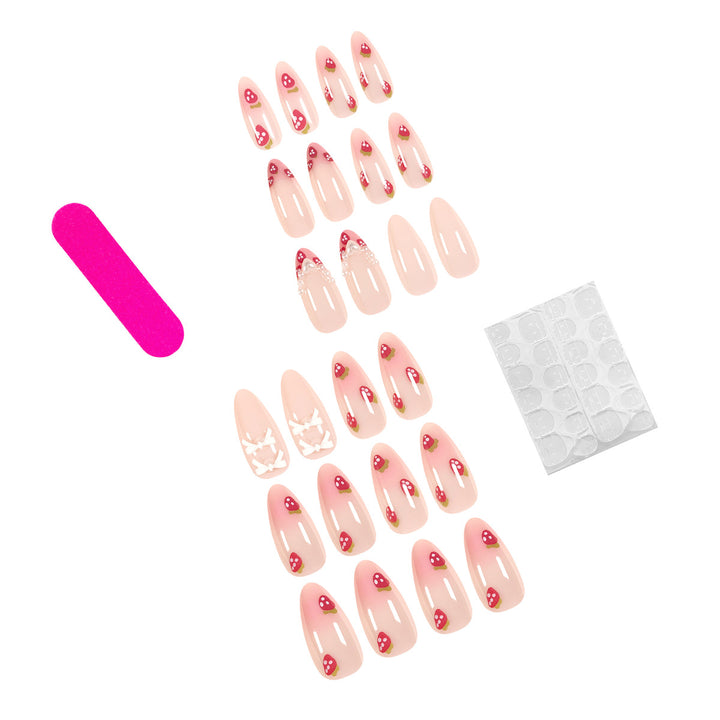Artistic Stiletto Artificial Nails with Floral Accents Bowlift