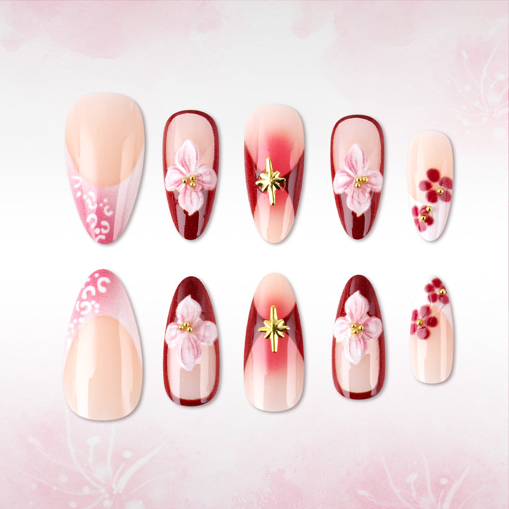Artistic 3D Floral Sculpted Press-On Nails Bowlift