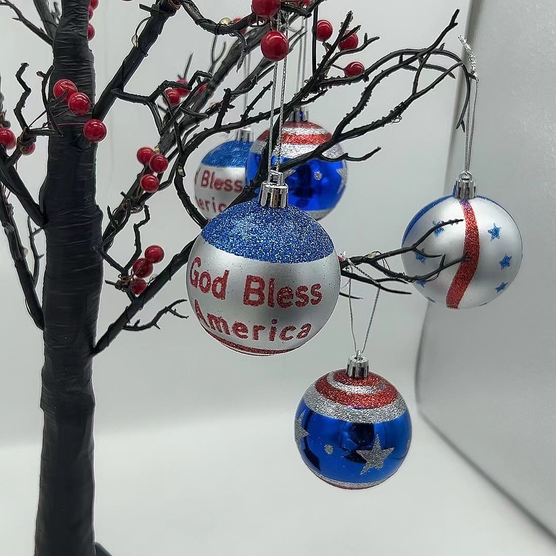 Unisex nan patriotic glass Christmas bauble set with glitter effect and inscription Bowlift