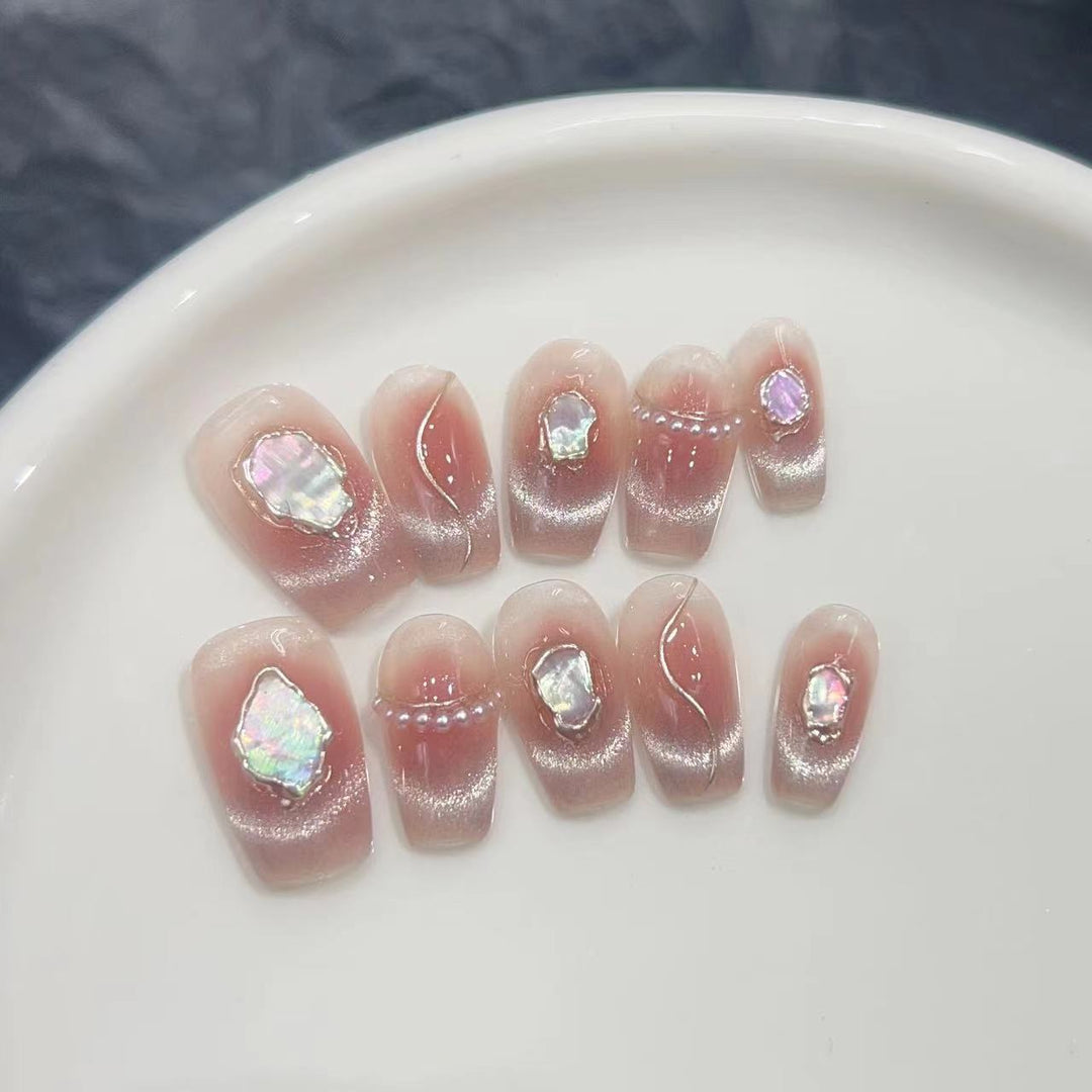 Decorative Press-On Nail Collection with Gemstone Accents Bowlift